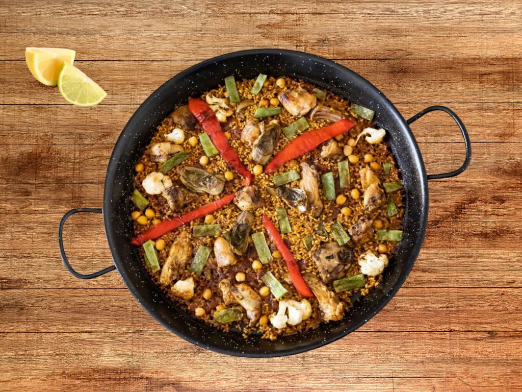 A delightful vegetable paella dish served in Barcelona.