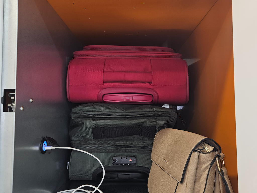 Locker with Two Luggage and Phone Charger